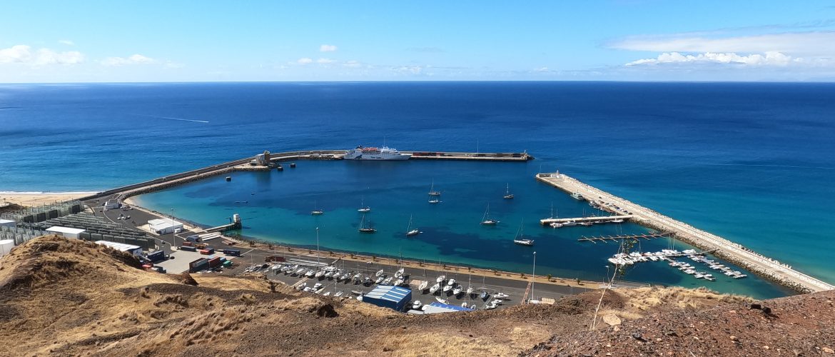 A vie of Porto Santo harbour from above